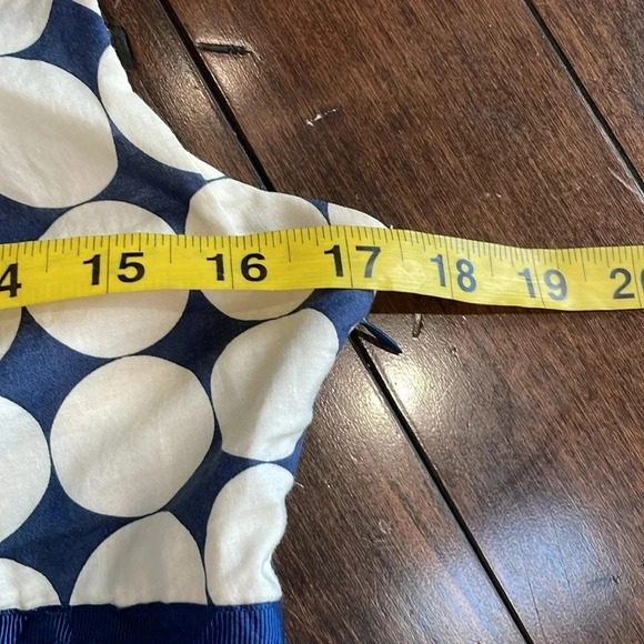 Gracia sleeveless mini dress Polka dot pleated Blue & cream Lined Size L Lined - Picture 5 of 15